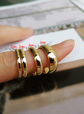 Simple 2/4/6mm Stainless Steel Wedding Rings Golden Smooth