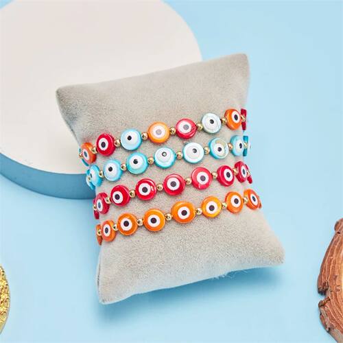 Handmade Colorful Evil Eye Beaded Bracelet For Women Resin