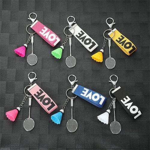Creative Mini Tennis Racket Keychain 3D Badminton Pendant