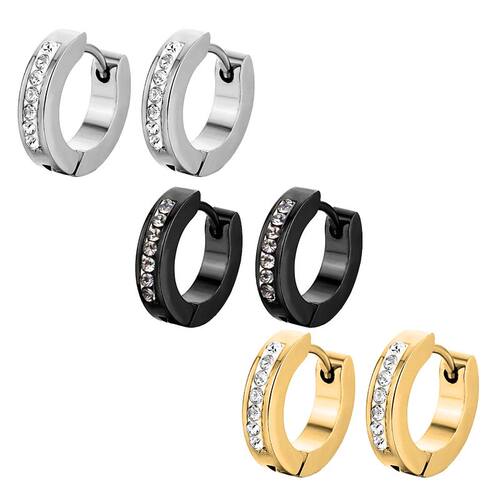 Punk Stainless Steel Hoops Earrings for Men Silver Color