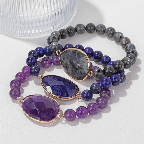 Irregular Slice Stone Charm Bracelet Natural Lapis Lazuli