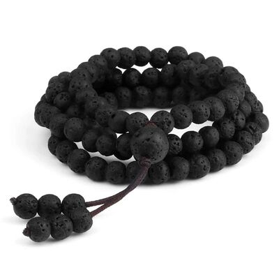 6mm Black Natural Lava Stone Bracelet Meditation Prayer