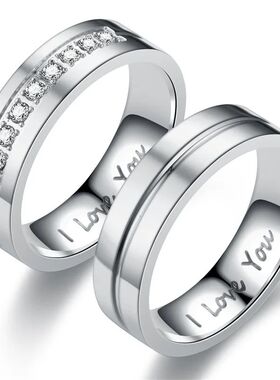 Stainless Steel Couple Engagement Rings for Women Men
