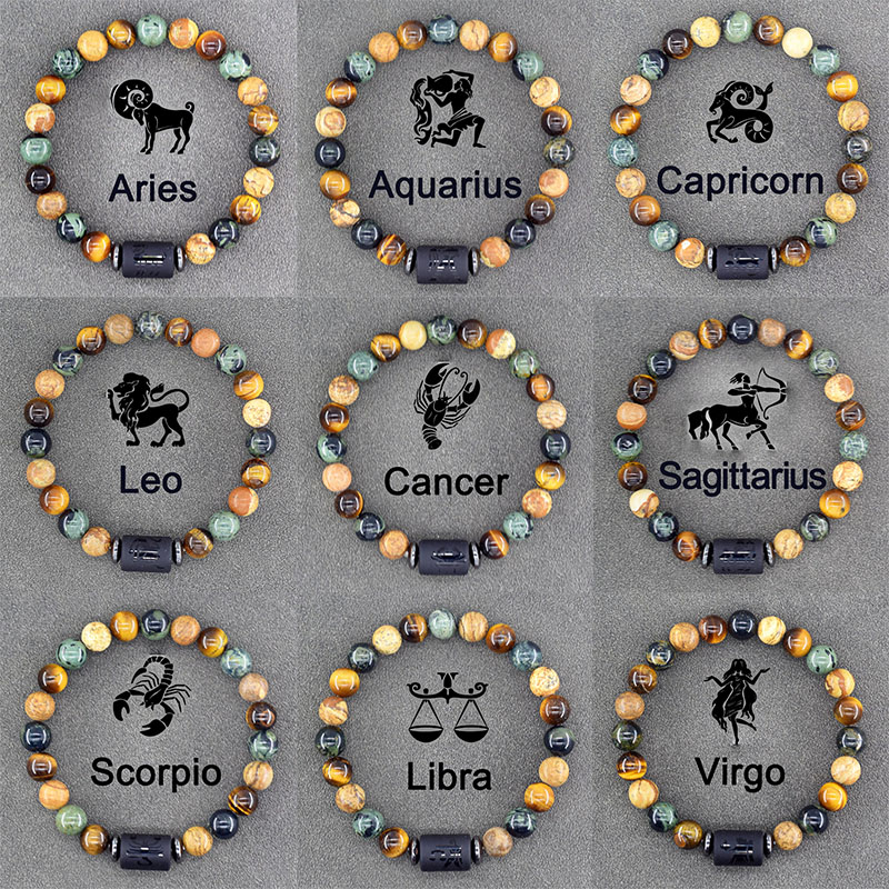 12 Zodiac Sign Bracelet Homme Constellation Bangles Men