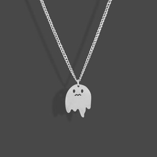 Stainless Steel Necklaces Sad Ghost Halloween Pendant