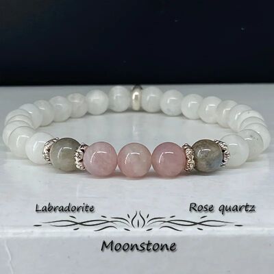 1pc/Moonstone, Labradorite and Rose Quartz Bracelet Calm,