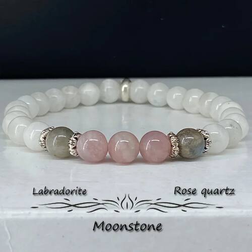 1pc/Moonstone, Labradorite and Rose Quartz Bracelet Calm,