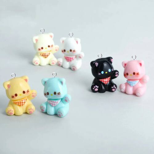10pcs Cute Small 3D Cat Charms for Jewelry Making Handmade