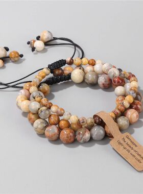 3pcs/set Beaded Bracelet Handmade 4 6 8mm Natural Stone