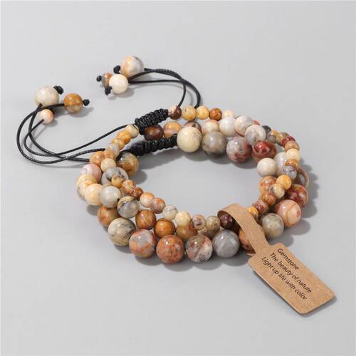 3pcs/set Beaded Bracelet Handmade 4 6 8mm Natural Stone