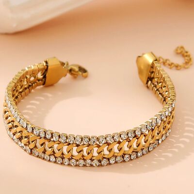 Bracelet with Cubic Zirconia 18K Gold Plated Stainless