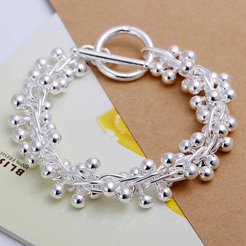 925 silver Color Bracelets charm solid chain beads fashion