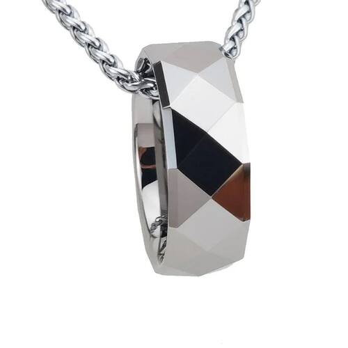 8mm Tungsten Carbide Ring Multi-Faceted Rhombus Cut Wedding