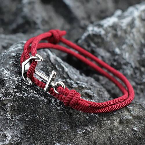 Marine Style Men Anchor Bracelet Handmade Adjustable