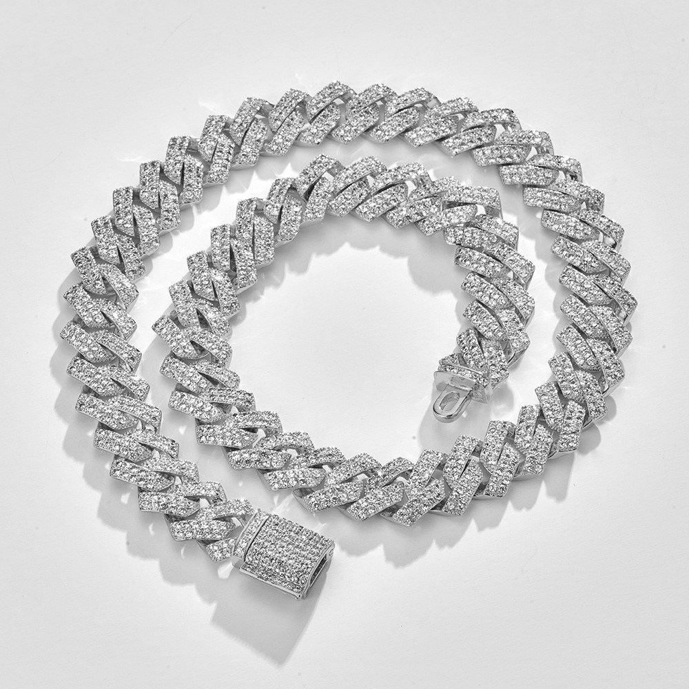 HipHop Men Women 14MM Prong Cuban Link Chain Necklace Bling