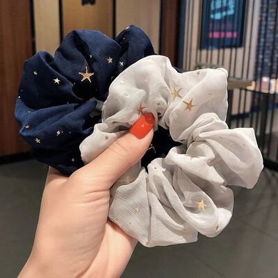 1Pcs Bronzing Small Star Large Intestine Ring Chiffon Cloth