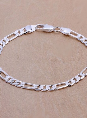 925 Sterling silver Bracelet 6mm chain Wedding nice gift