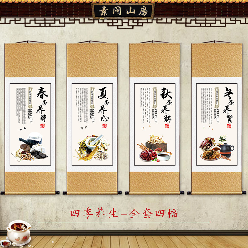 四季养生装饰画春养肝夏养心秋养肺冬养肾中医馆门诊医院会所挂图