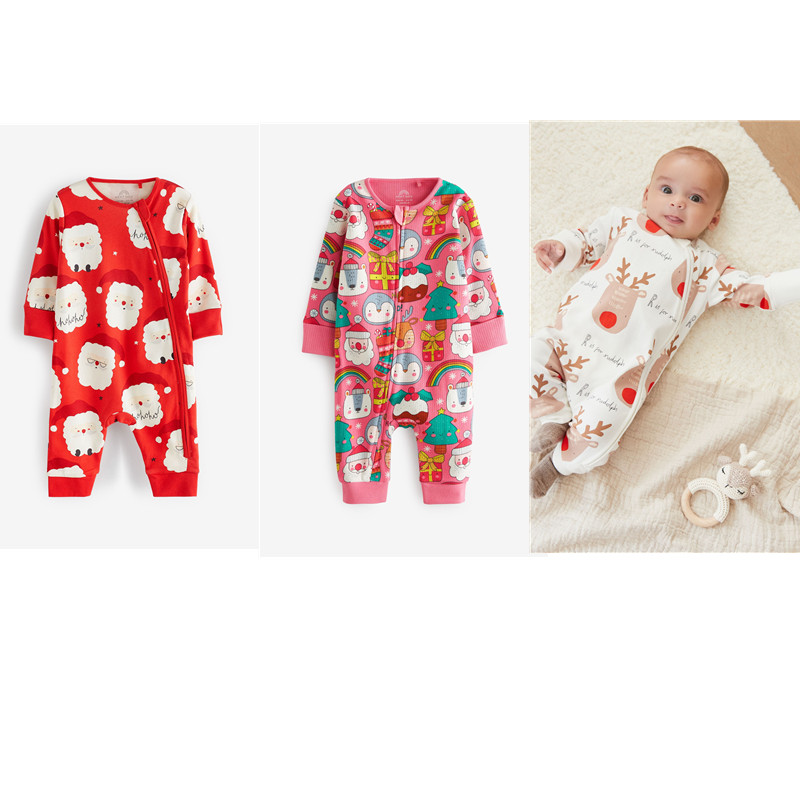 英国Next纯棉圣诞连体衣爬服