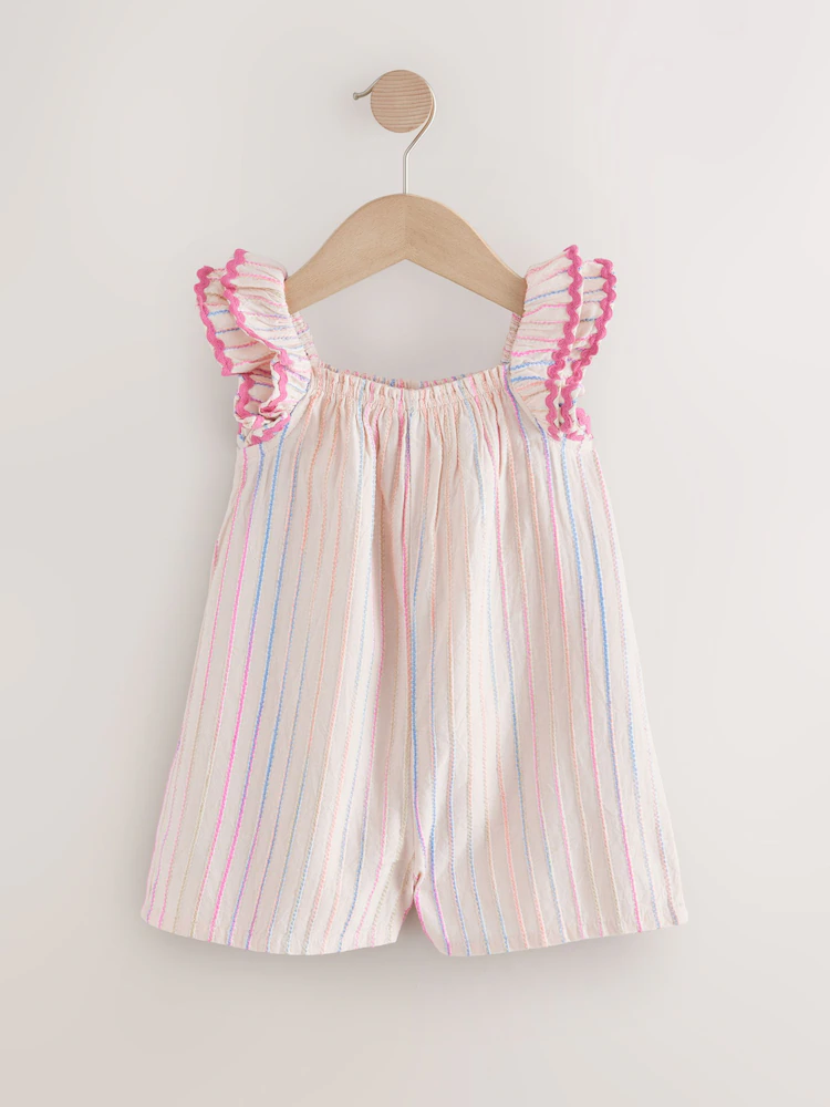 现货英国Next童装25女童女宝宝格子吊带背心连体衣连身短裤连身衣