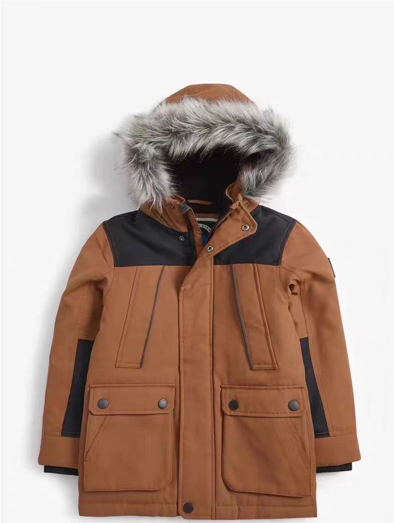 现货清仓英国NEXT童装冬男童连帽派克棉服防水厚夾克夹棉外套