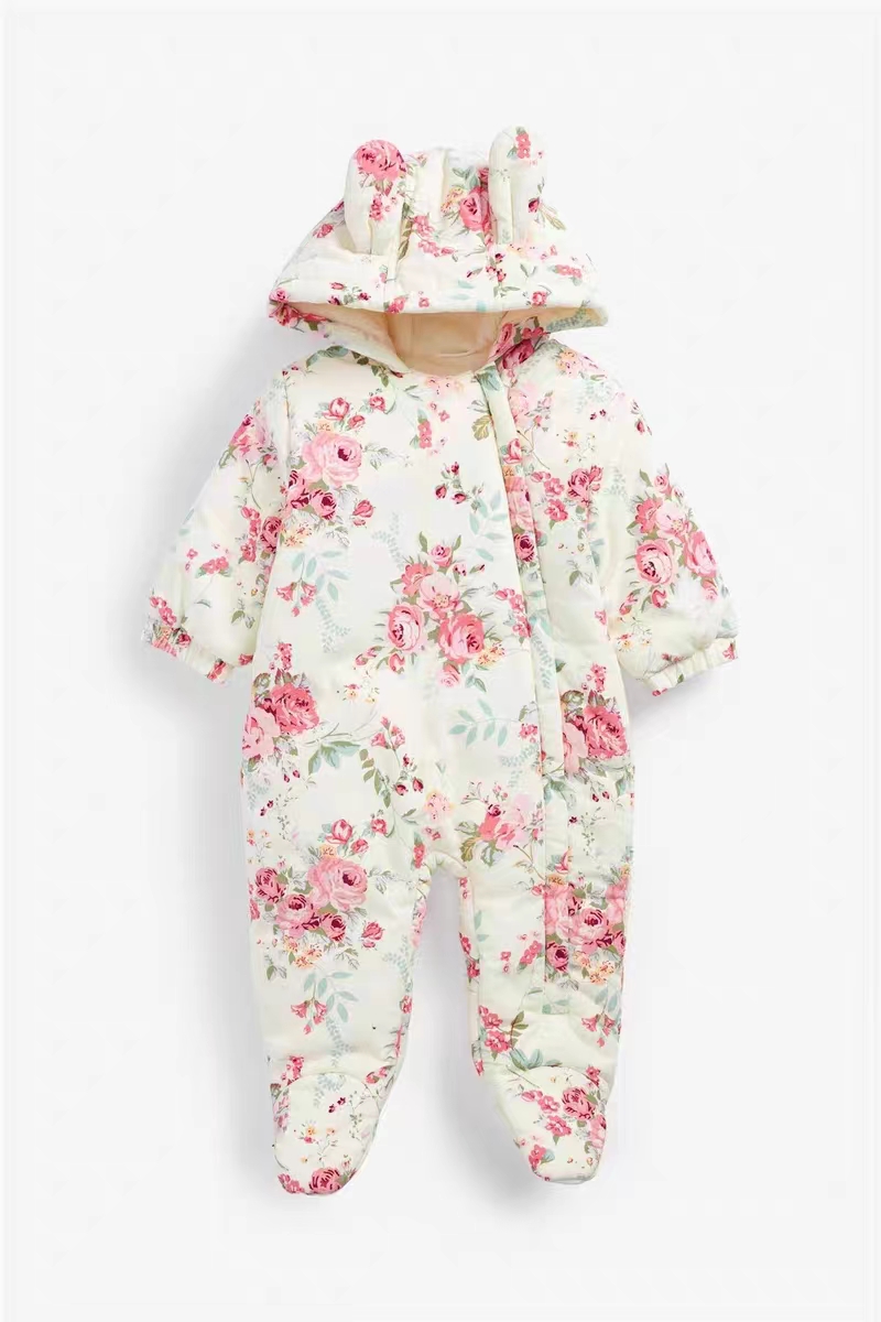 现货英国NEXT童装冬女宝宝小碎花夹棉保暖外套连体棉服婴儿户外