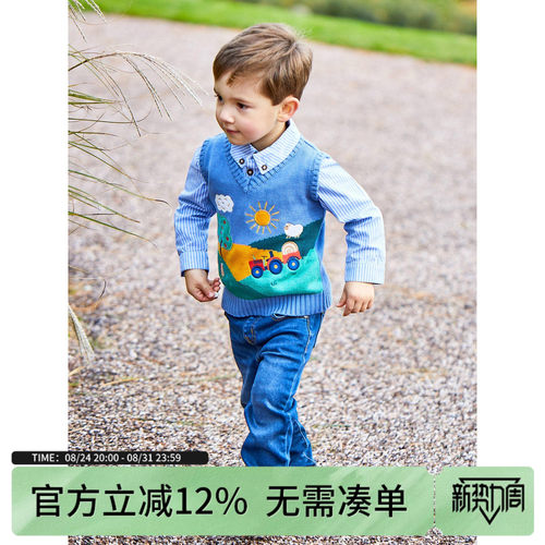 现货英国JoJo MaMa Bebe童装24春男童ins针织卡通无袖马甲背心