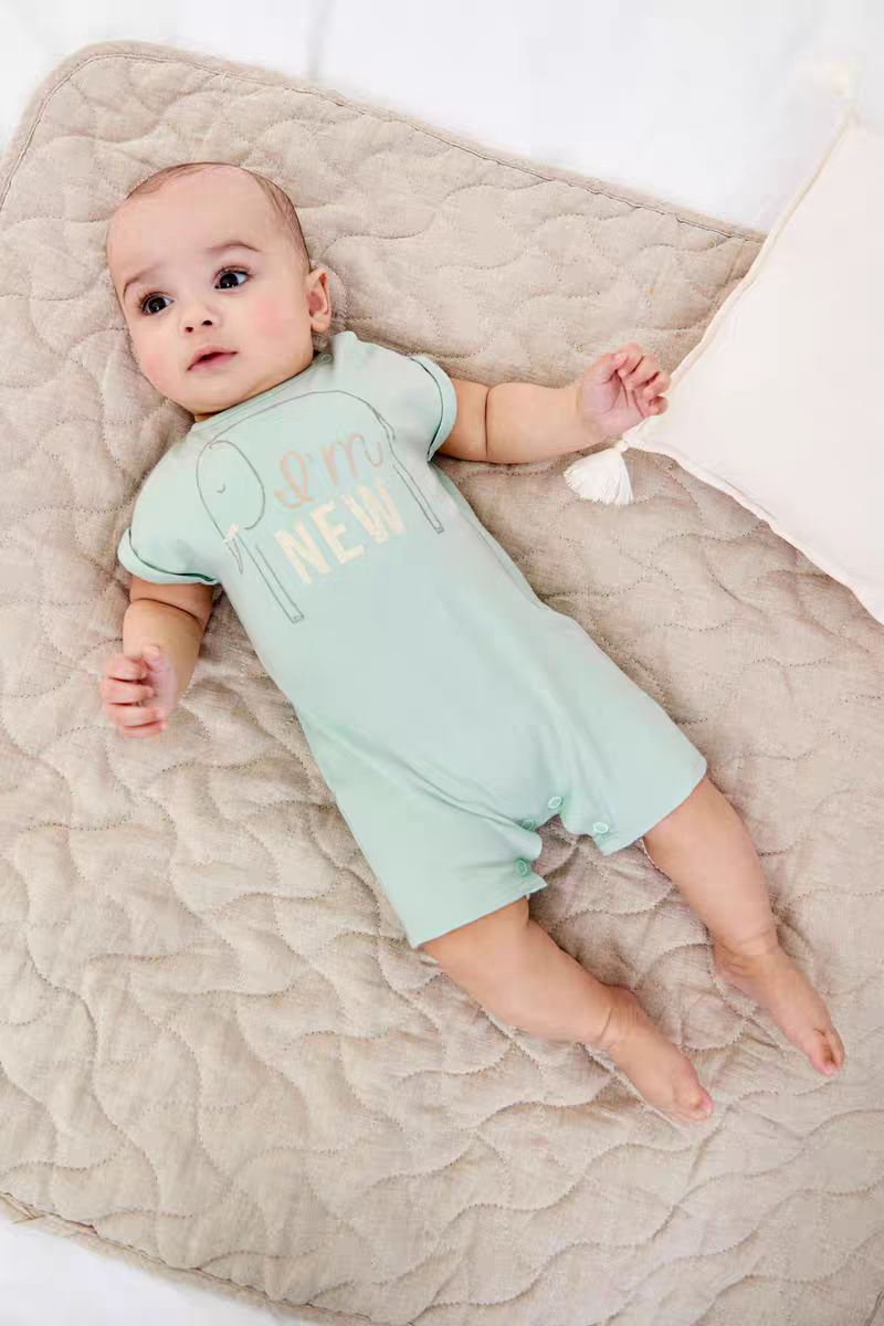 现货英国NEXT童装男女宝宝婴儿爸爸妈妈短袖连体衣爬服哈衣连身衣