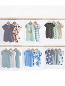 25新生婴儿男宝纯棉短袖 现货英国next童装 正品 连身连体衣爬服3件