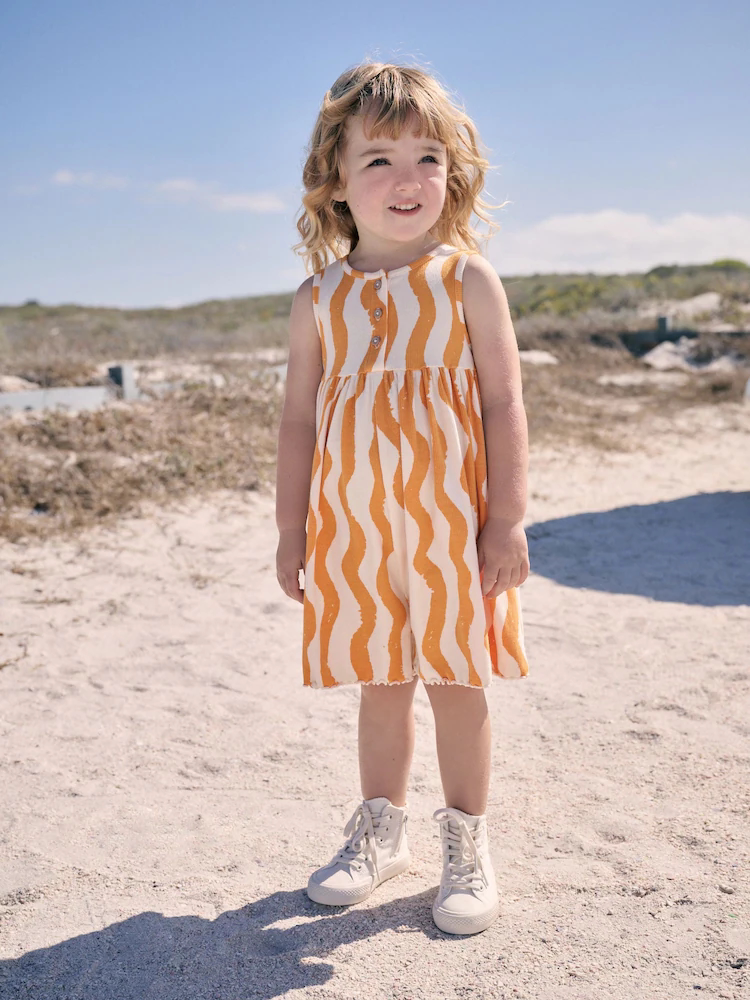 英国next童装女童女宝宝橘色吊带背心螺纹连体裤连体裙裤连身裤