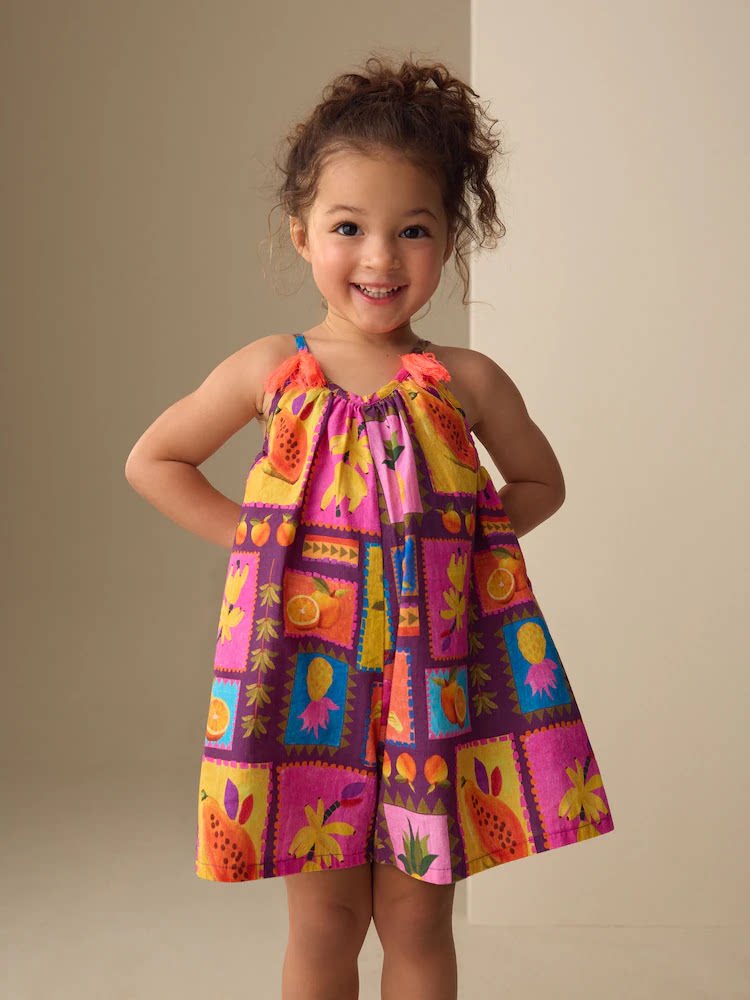 英国Next童装女童女宝宝纯棉无袖背心短裤吊带连身裤体裤连身衣