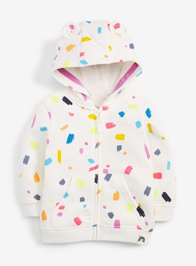 现货英国NEXT童装女童女宝宝拉链加绒卫衣连帽外套夹克衫裤子套装