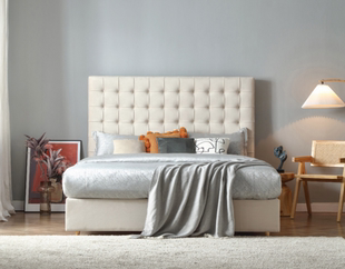 法式轻奢床头板奶油风公主床现代简约拉扣床实木床北欧主卧双人床