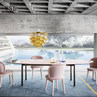 Dining Marble Table Style 芬迪餐桌totu粉色玉石桌子上海Luxury