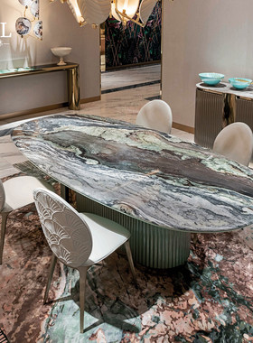 Visionnaire大理石椭圆餐桌Marble oval-shaped dining table