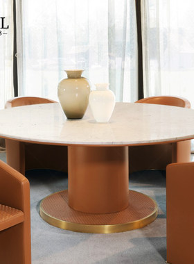 Ludovica老钱风圆餐桌大理石Medieval-style marble dining table