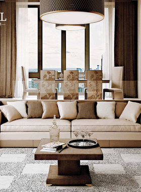 Ludovica真皮沙发客厅Custom-made fabric sofas are sent abroad