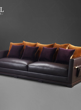 Promemoria静奢风真皮沙发Small-sized retro leather sofa浙江