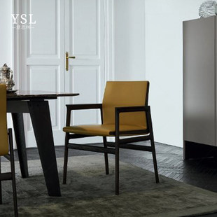 Poliform餐椅家具意式极简真皮高端实木别墅椅子工厂定制