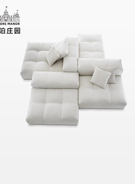 像素沙发saba2025新款客厅棉麻布艺意式极简豆腐块模块组合沙发