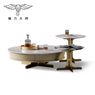 茶几天然大理石 魅力大师意式 极简茶几 别墅客厅家用茶台 设计师款