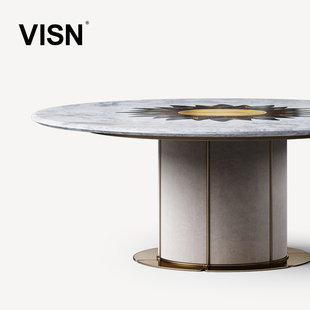 VISN 金葵花电动餐桌轻奢高级感 奢石餐桌圆桌 别墅设计师系列