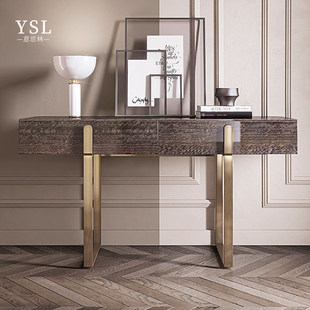 Capital家具意式 轻奢简约不锈钢实木别墅玄关定制