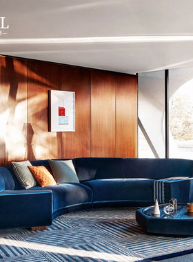 Fendi芬迪简约弧形沙发Simple curved fabric sofa上海工厂直营