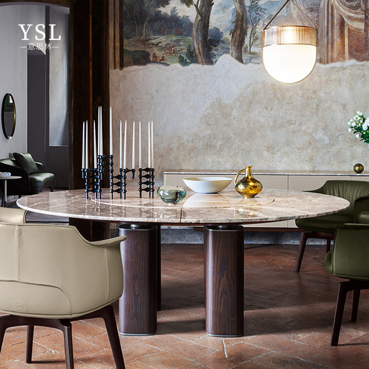 PoltronaFu蛋形餐桌大理