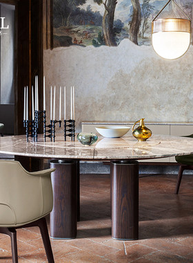 PoltronaFrau蛋形餐桌大理石Simple marble round dining table