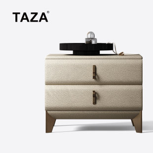 TAZA 轻奢风全皮革床头柜 别墅大宅全屋搭配主卧系列 设计师新款