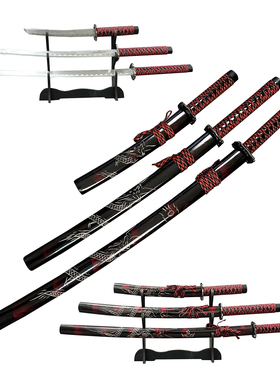 锋斫日本武士刃练习刀唐横刀黑色锦衣卫钢制雁翎冷兵器摆件未开刃