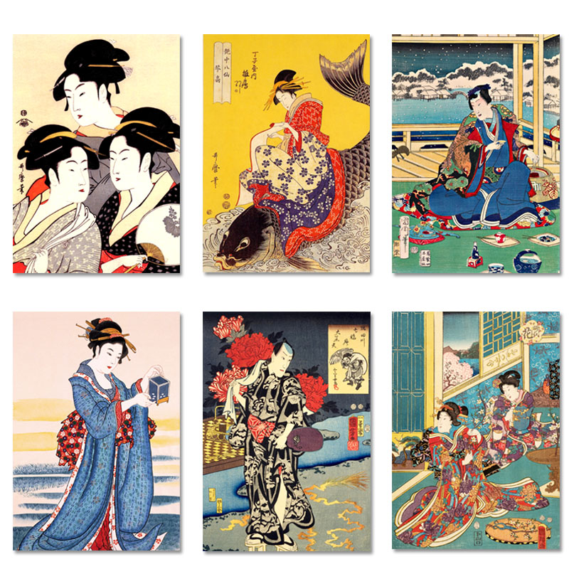 日式风格挂画浮世绘仕女图料理店宾馆酒店现代简约壁画日本装饰画