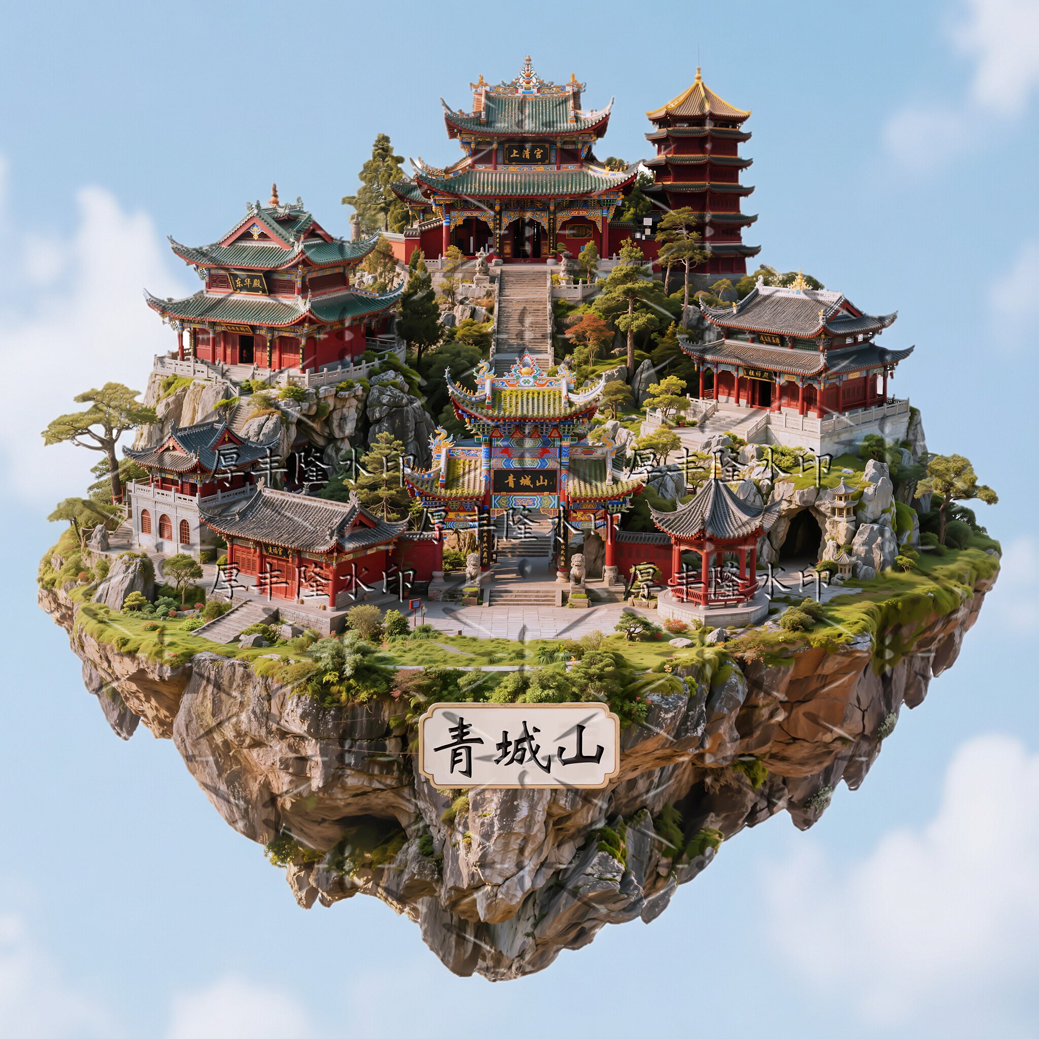 青城山金属浮雕磁吸冰箱贴文创